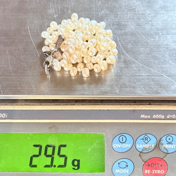 Sterling Silver 925 Alternating Freshwater Pearl Chain Necklace Size 17" Length - Picture 11 of 11